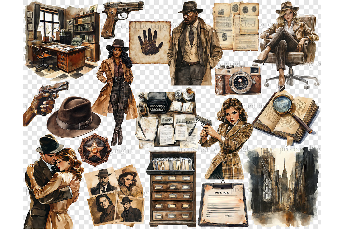 Detective Clipart | True Crime PNG, a Person Illustration by GlamArtZhanna (Photo 5 of 6)