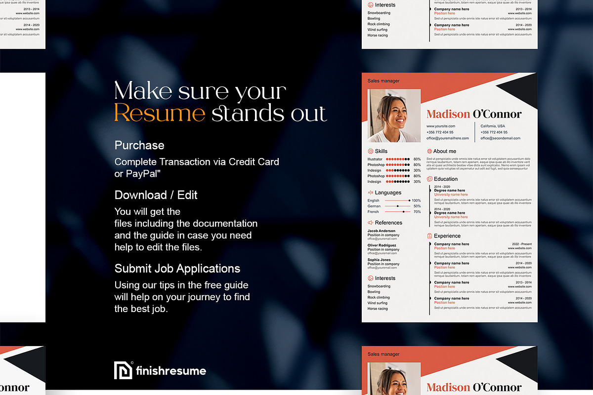 Sales manager resume template, a Resume Template by FinishResume (Photo 10 of 11)