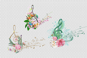 Musical Collection With Treble Clefs