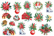 Christmas watercolor clipart, a Decorative Illustration by Hanna Hryharenka (Thumbnail 10 of 19)
