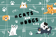 Cute Cats and Dogs patterns, an Animal Illustration by essskina (Thumbnail 1 of 9)