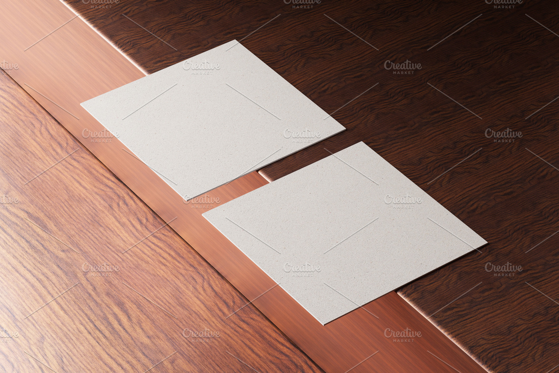 White square shape paper business card mockup on wooden brown ta, a Business Photo by Ministocker