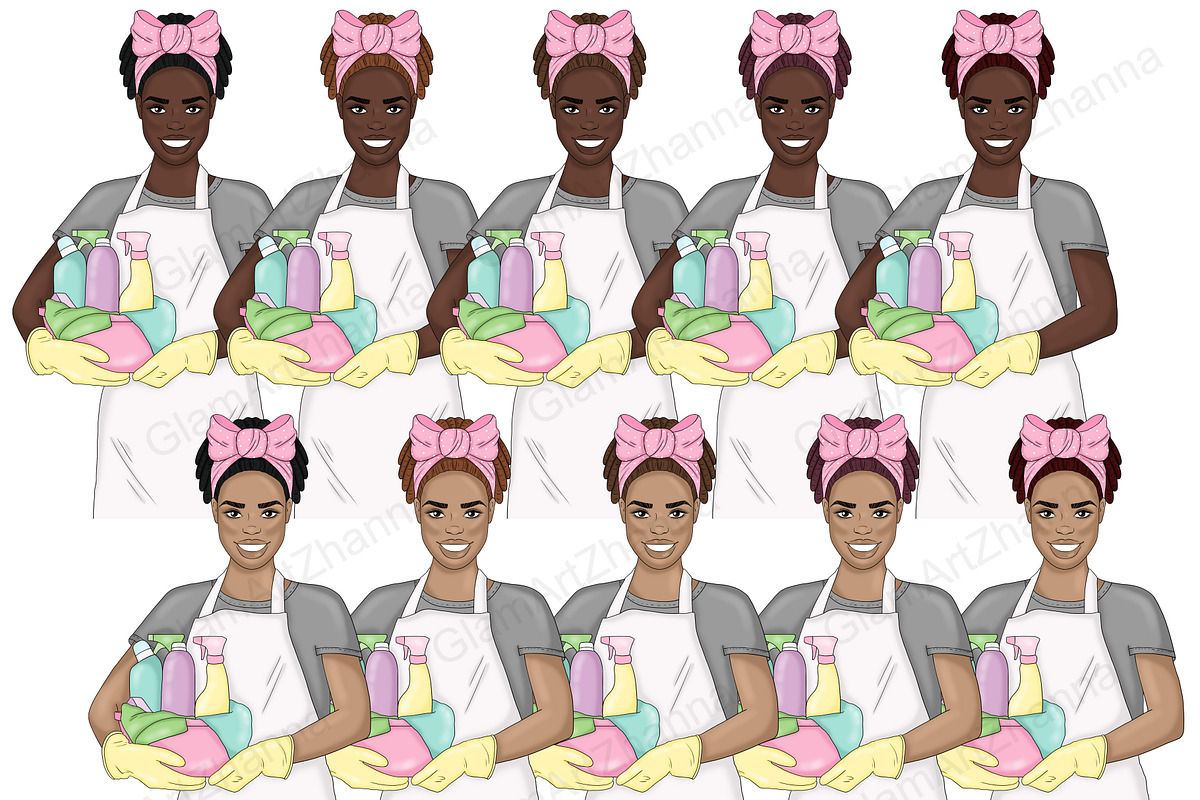 Cleaning Girls Clipart, a Person Illustration by GlamArtZhanna (Photo 3 of 7)