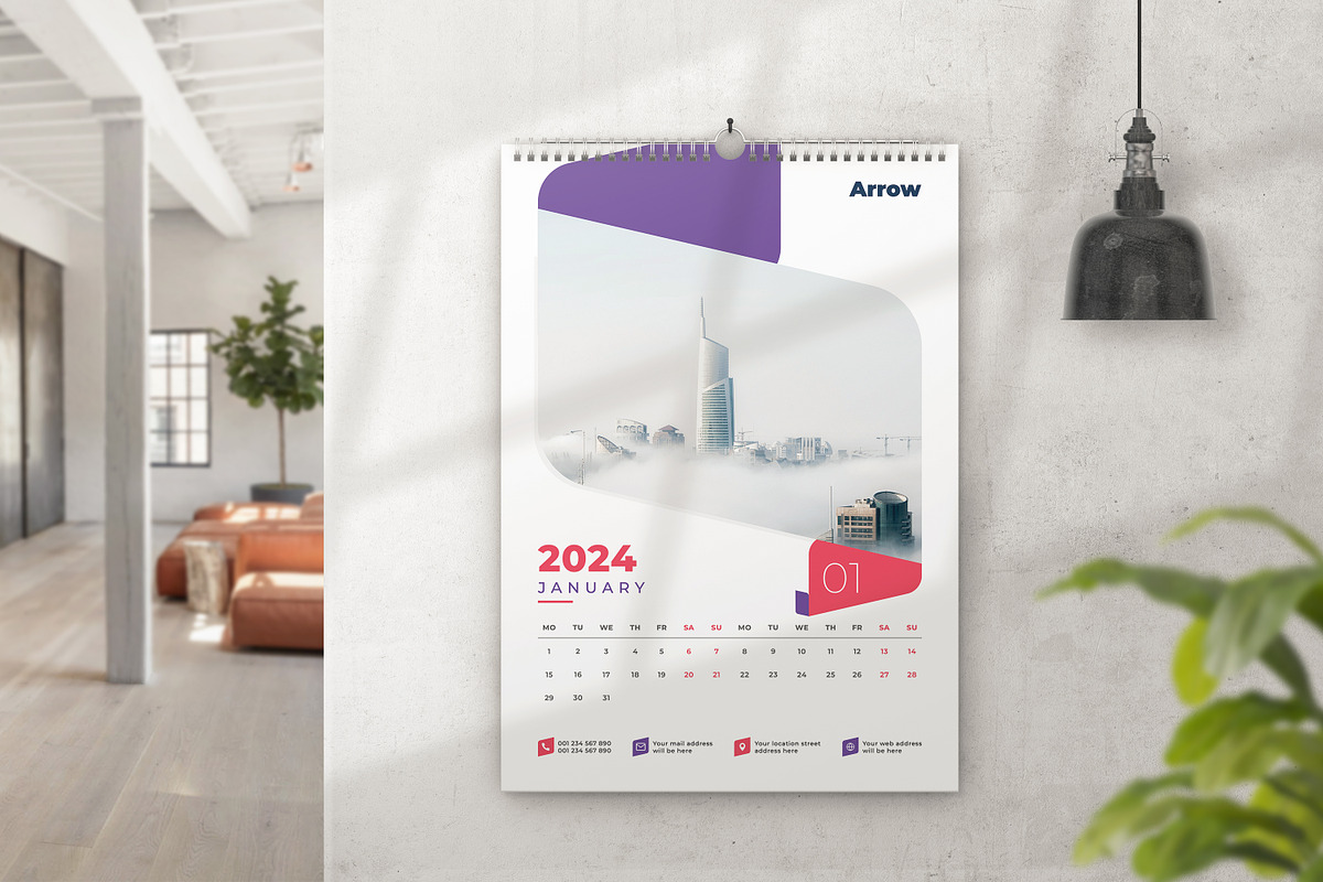 Wall Calendar 2024, a Print Template by Uiparvin (Photo 1 of 2)