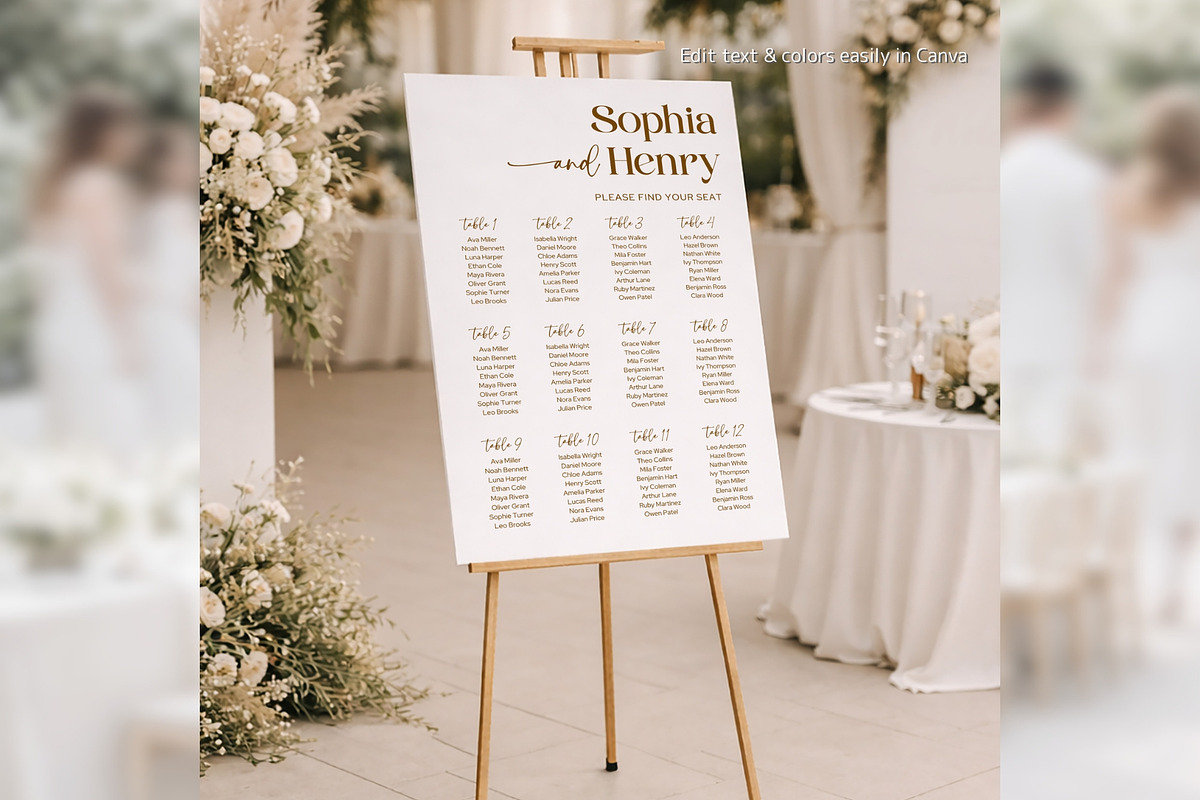 Minimal Seating Chart Canva bd006, a Poster Template by TyphoonStudio (Photo 4 of 10)