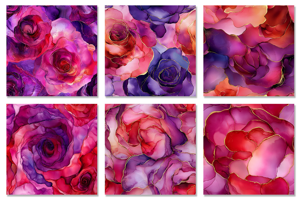 Alcohol Ink Rose Seamless Pattern, a Texture Graphic by Dream Creation (Photo 3 of 6)