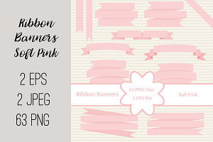 №211 Soft Pink Ribbon Banners, a Templates & Theme by Rasveta