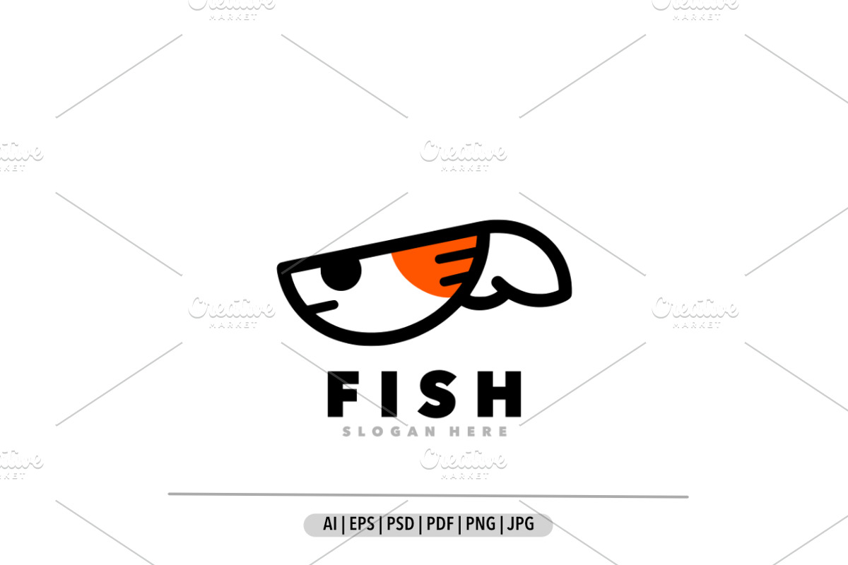 Fish line art, a Design Template by Bayuktx