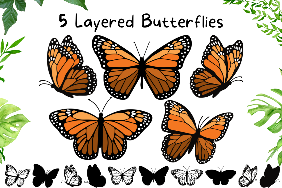 5 Layered Monarch Butterflies, an Object Graphic by Createble (Photo 1 of 6)