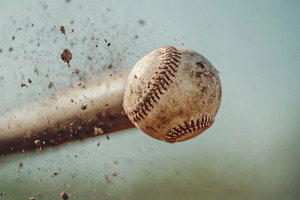 Dusty Baseball Bat Hitting Ball Acti, a Sports & Recreation Photo by Pixeness Studio