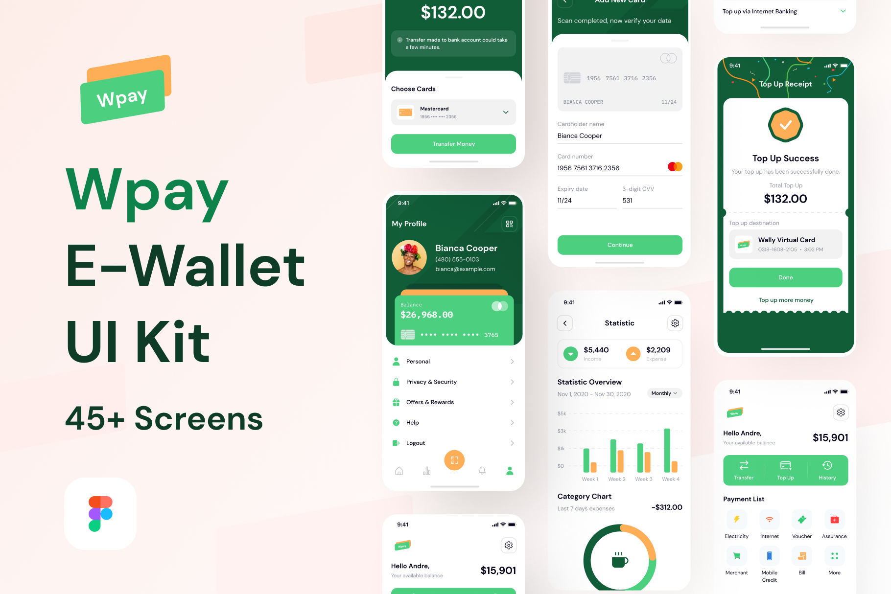 Wpay E-Wallet Mobile UI Kit