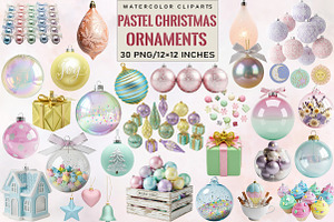 Pastel Christmas Ornaments Art Bundl, an Illustration by SVGArt