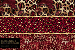 Burgundy And Gold Leopard Paper Pack