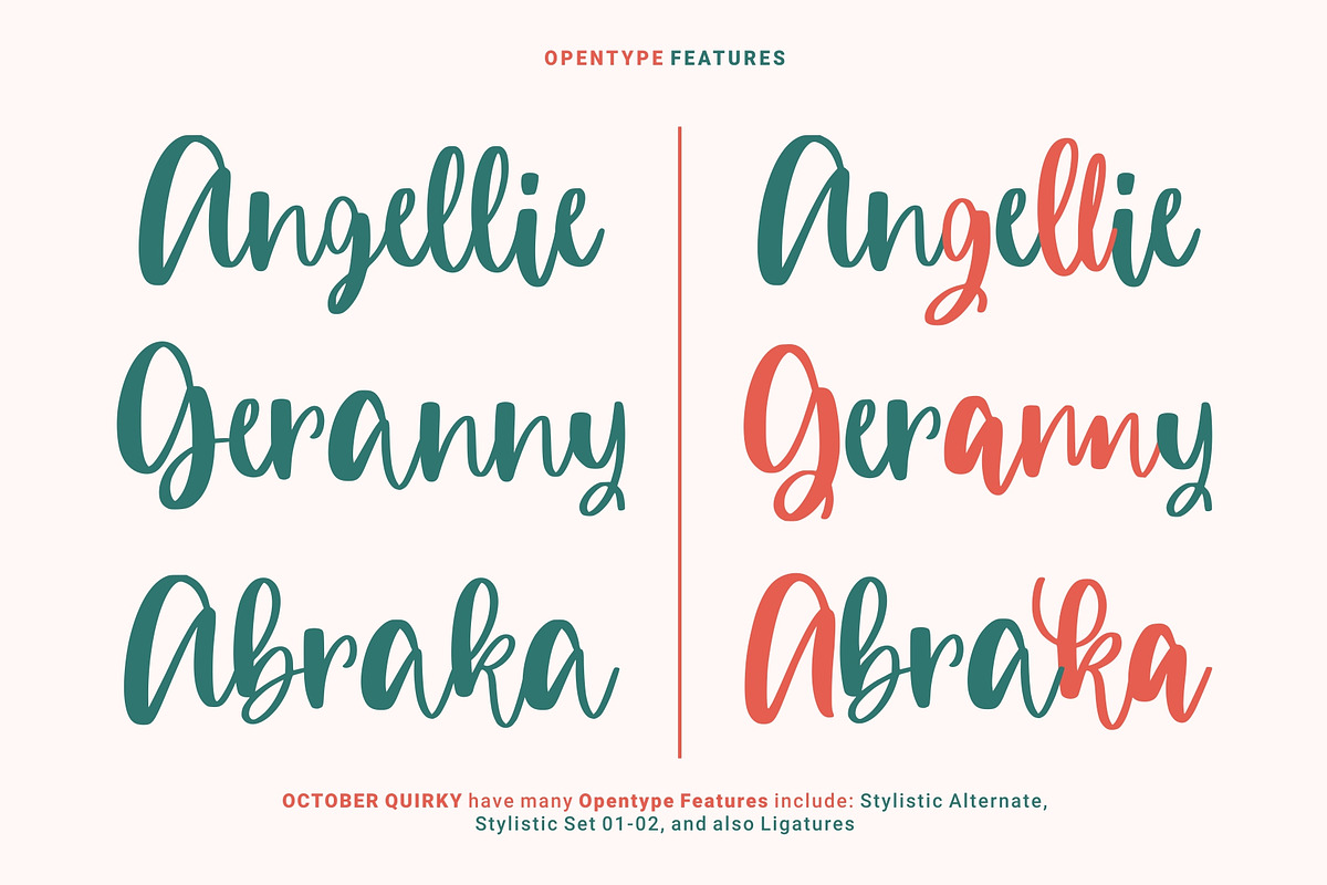 October Quirky - Cute Quirky Font, a Script Font by Good Java Studio (Photo 7 of 7)