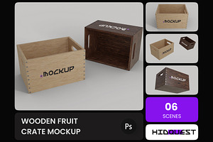 Wooden Fruit Crate Mockup