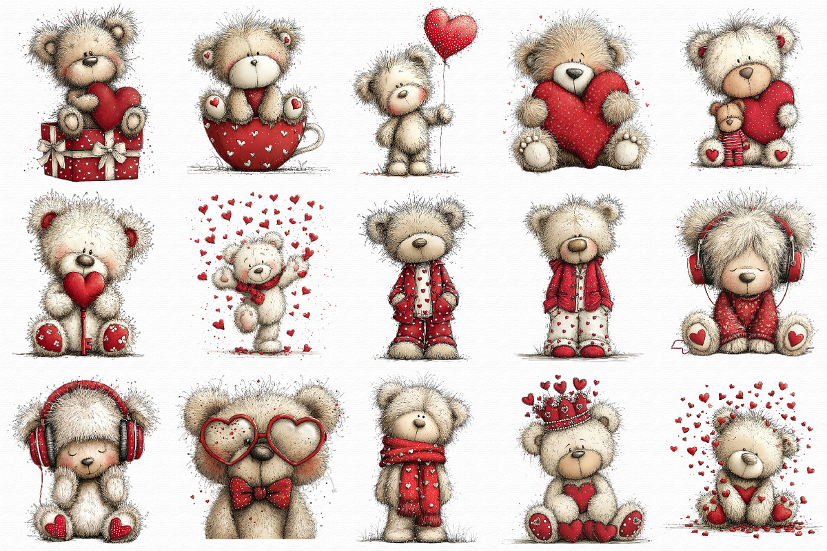 Whimsical Valentine Teddy Bear Clipa, an Illustration by Libby Wishes (Photo 4 of 7)