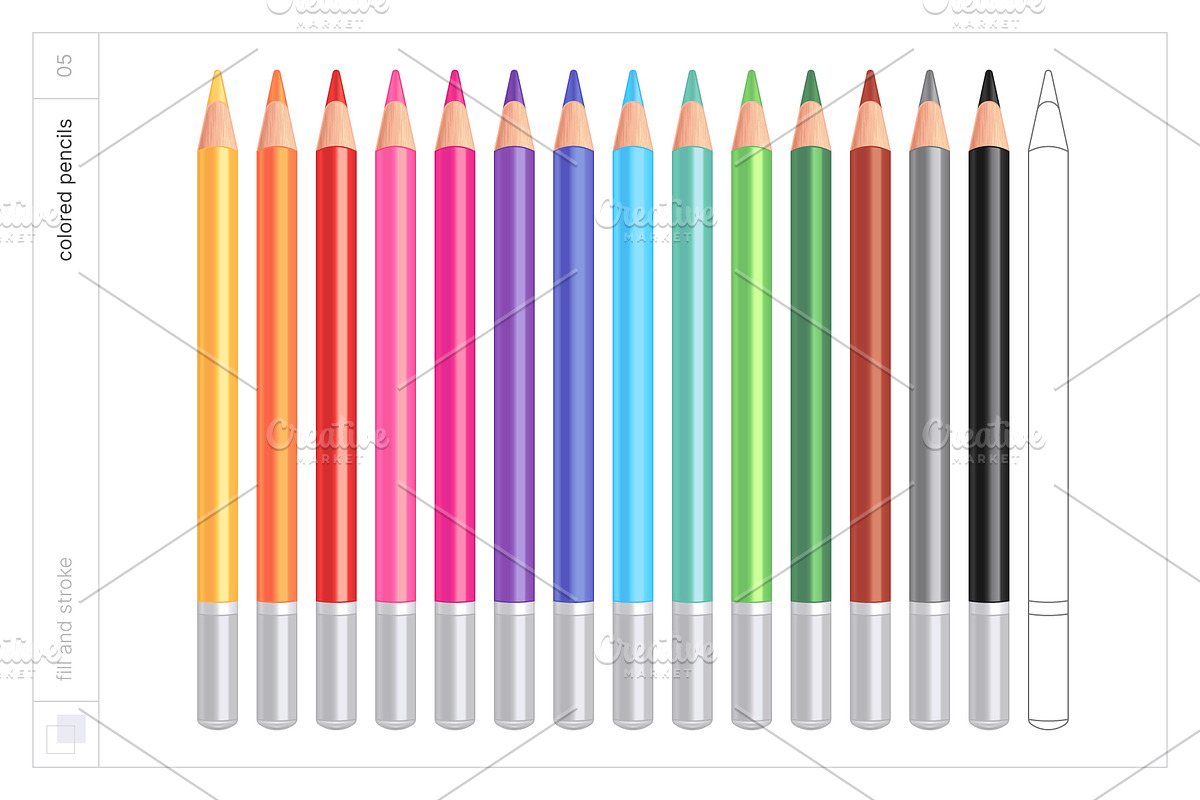 Vector Colored Crayons & Pencils, an Object Graphic by Side Project (Photo 11 of 14)