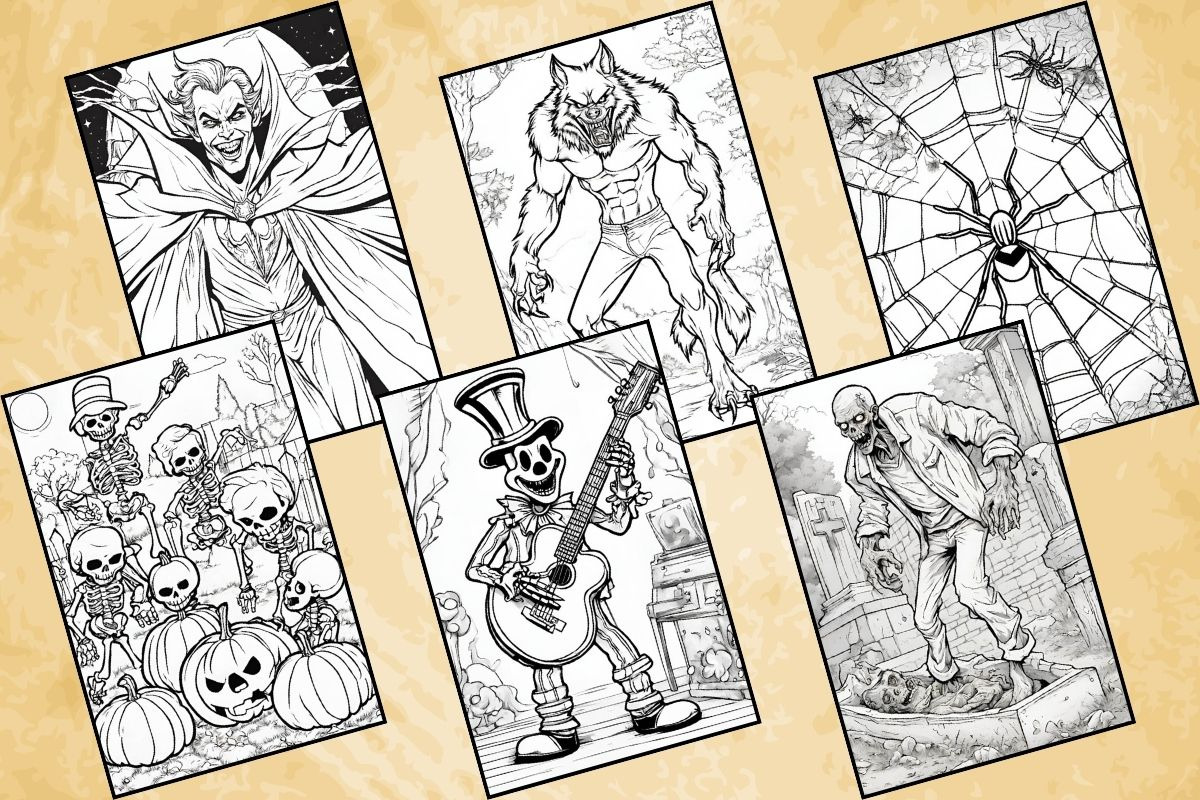 Scary Halloween Coloring Pages, an Illustration by Catchy Ideaz (Photo 3 of 3)