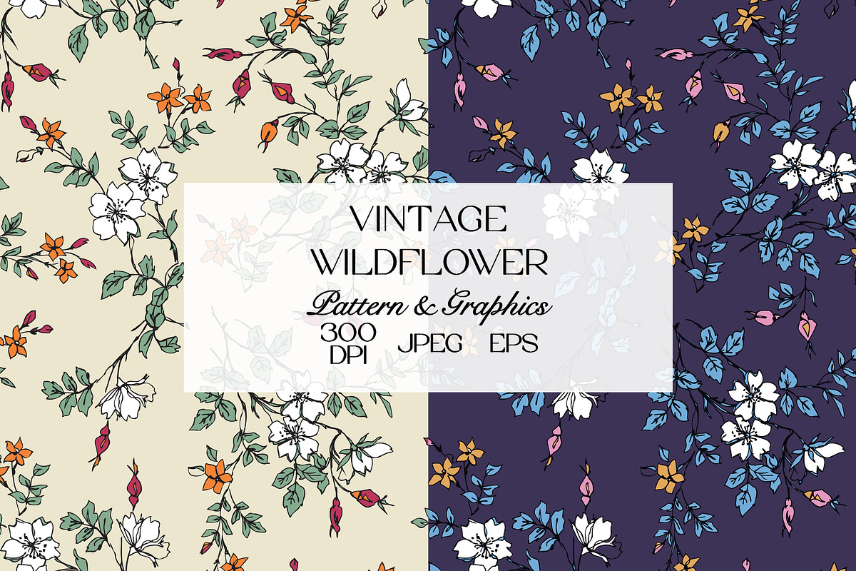 Vintage Wildflower Pattern Bundle, a Pattern Graphic by StudioGlouna (Photo 1 of 11)