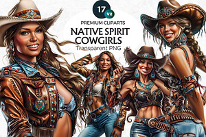 Native Spirit Cowgirls Clipart Set