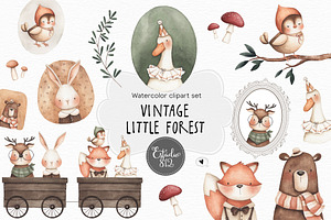 Vintage Little Forest Watercolor Set