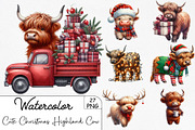 Cute Christmas Highland Cow Clipart, an Illustration by CrexoraLab (Thumbnail 1 of 5)