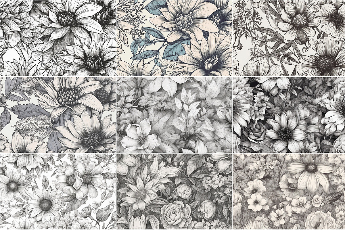 Peony - Sketch Flower Patterns, a Pattern Graphic by Pixel Perfect Patterns (Photo 8 of 8)