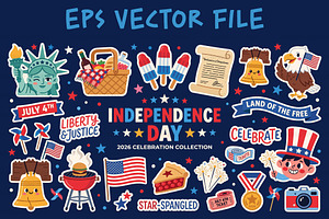 Sticker Pack Cute Independence Day, an Object Graphic by NH graphic