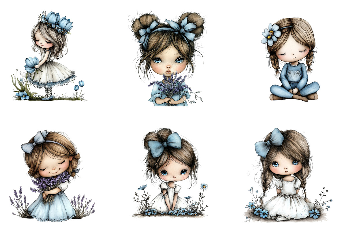 Flowers and Girls Clipart, an Illustration by CreationArt (Photo 6 of 6)
