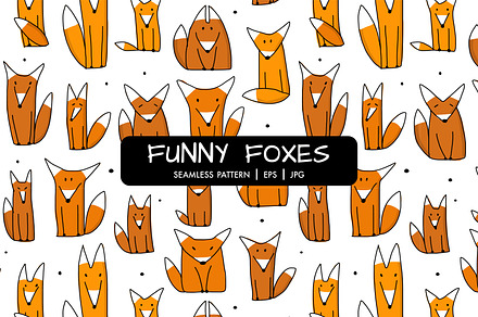Funny foxes, seamless pattern