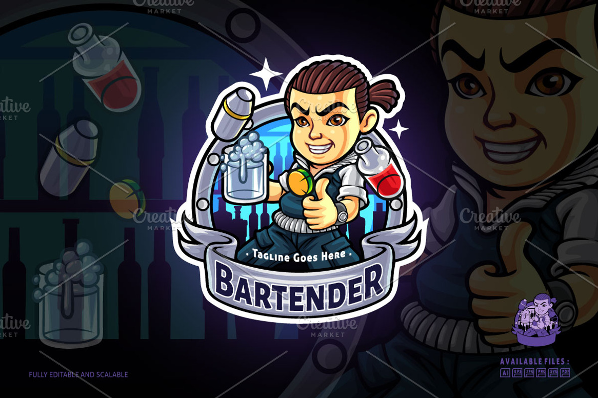 Cartoon Bartender Logo, a Branding & Logo Template by Kongstones_std (Photo 1 of 4)