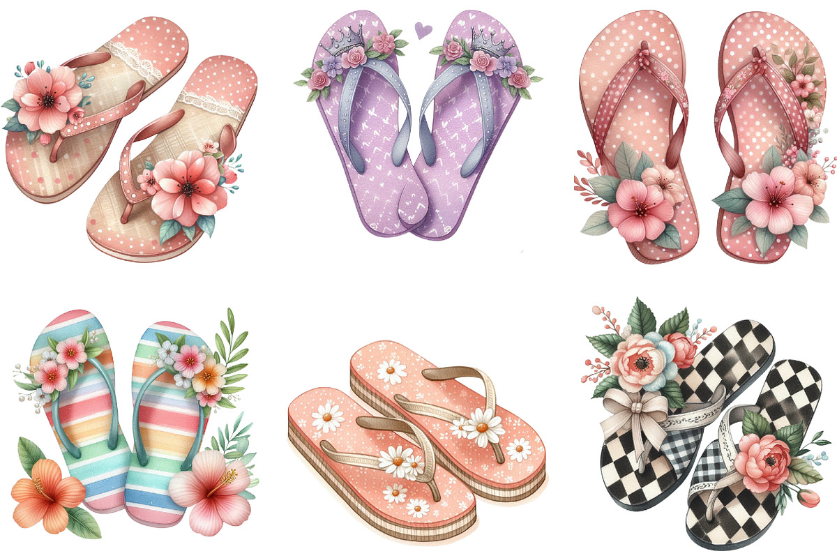 Retro Summer Flip Flops Sublimation, an Illustration by DreamArtGraphic (Photo 3 of 4)