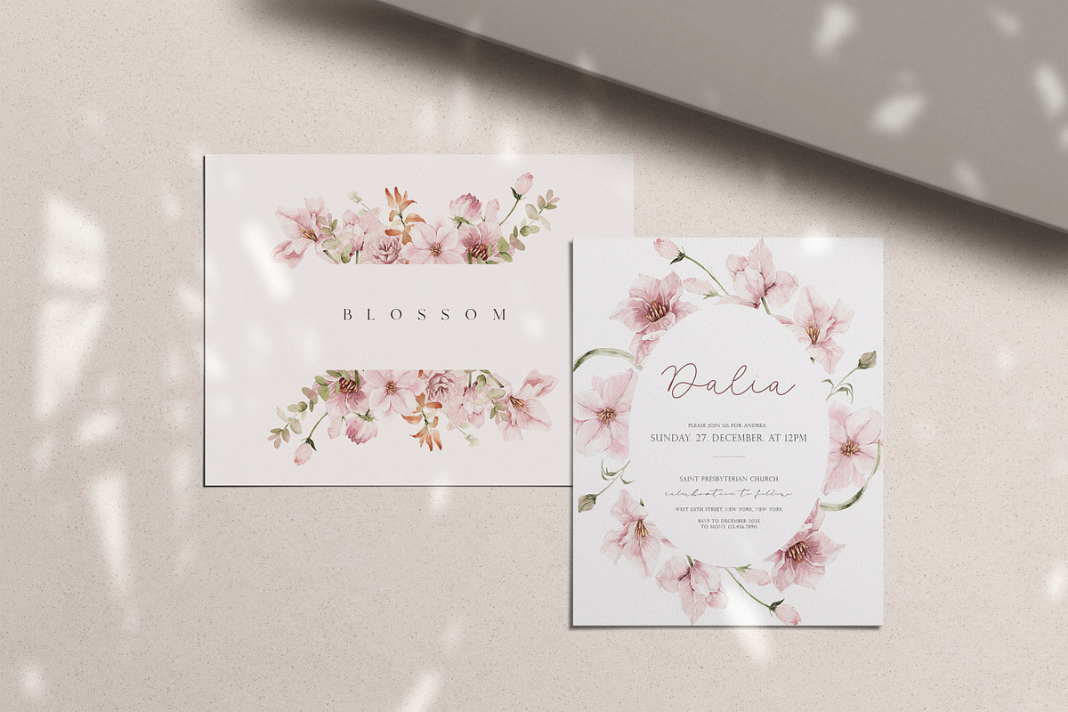 Watercolor Flowers - Dusty PINK, a Decorative Illustration by Beigetime (Photo 2 of 10)