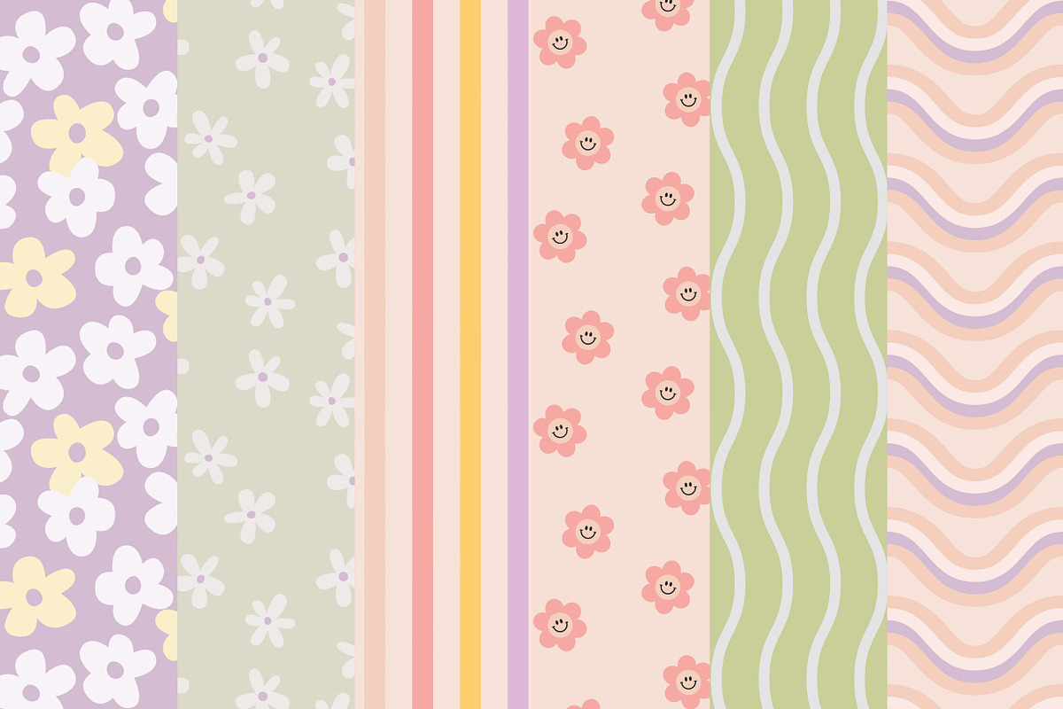 Brianna Retro Seamless Patterns, a Pattern Graphic by Emilie Cliche (Photo 3 of 8)
