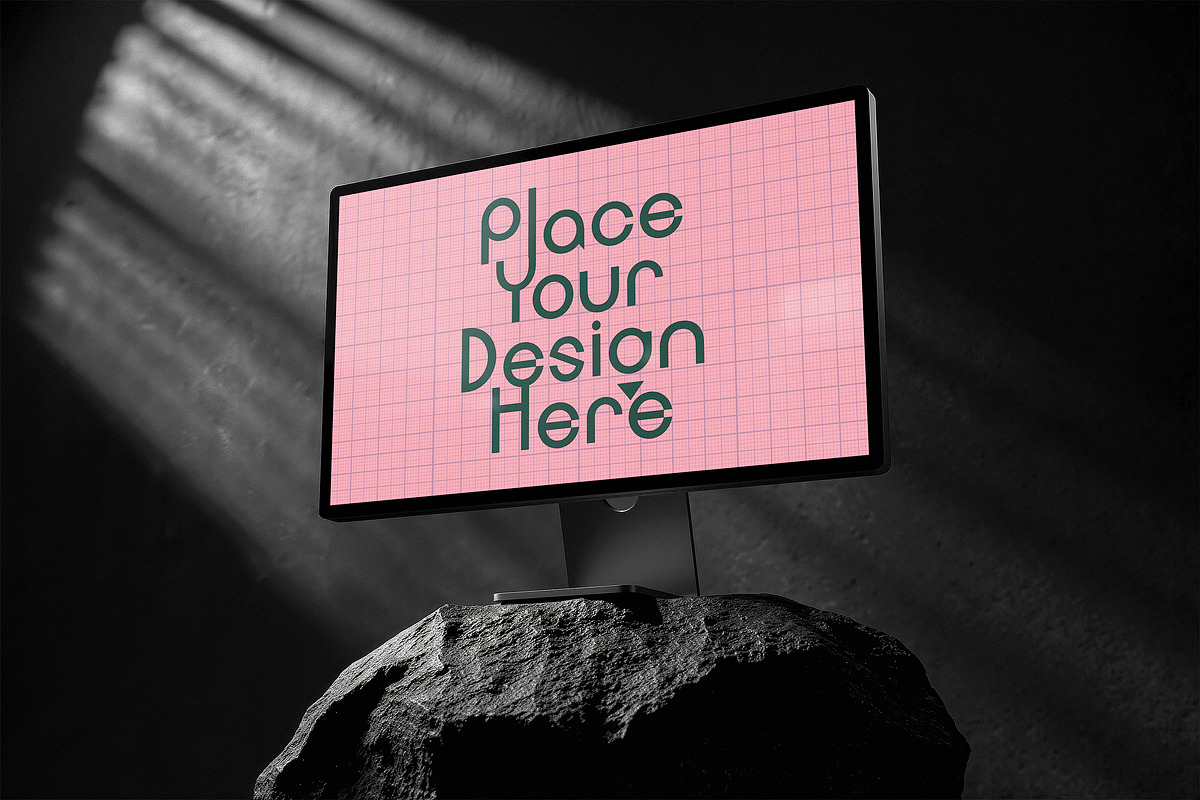 5 Mockups Desktop Display Black Rock, a Mac Mockup by smishura (Photo 6 of 9)