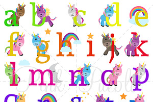 Lowercase Unicorn Alphabet Clipart