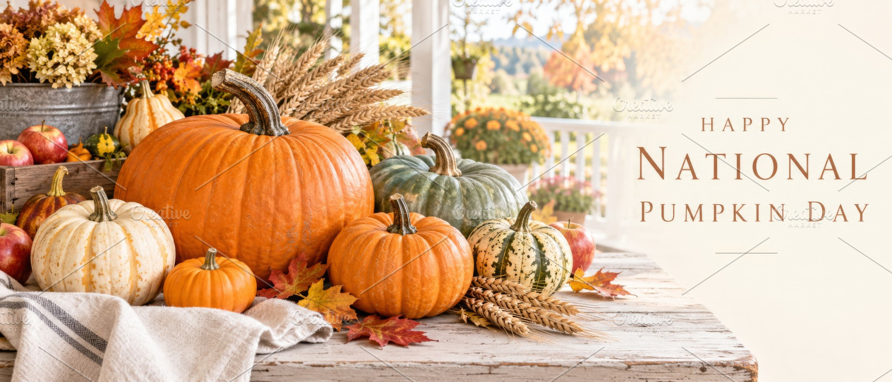 National Pumpkin Day October greetin, a Photo by Dvoevnore photos
