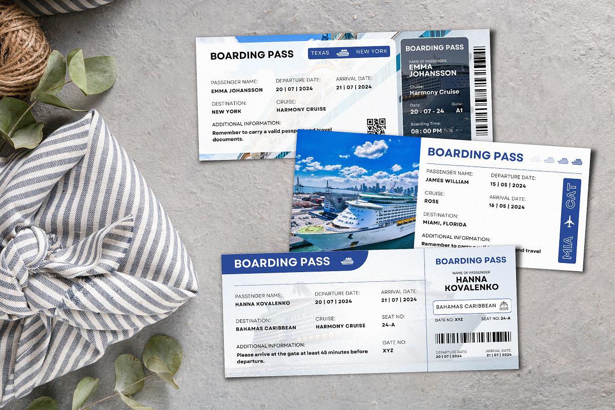 Cruise Canva Trip Ticket Template, a Card Template by Snapybiz (Photo 2 of 10)