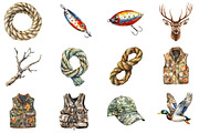 Hunting and Fishing Clipart, an Illustration by CitraGraphics (Thumbnail 3 of 5)