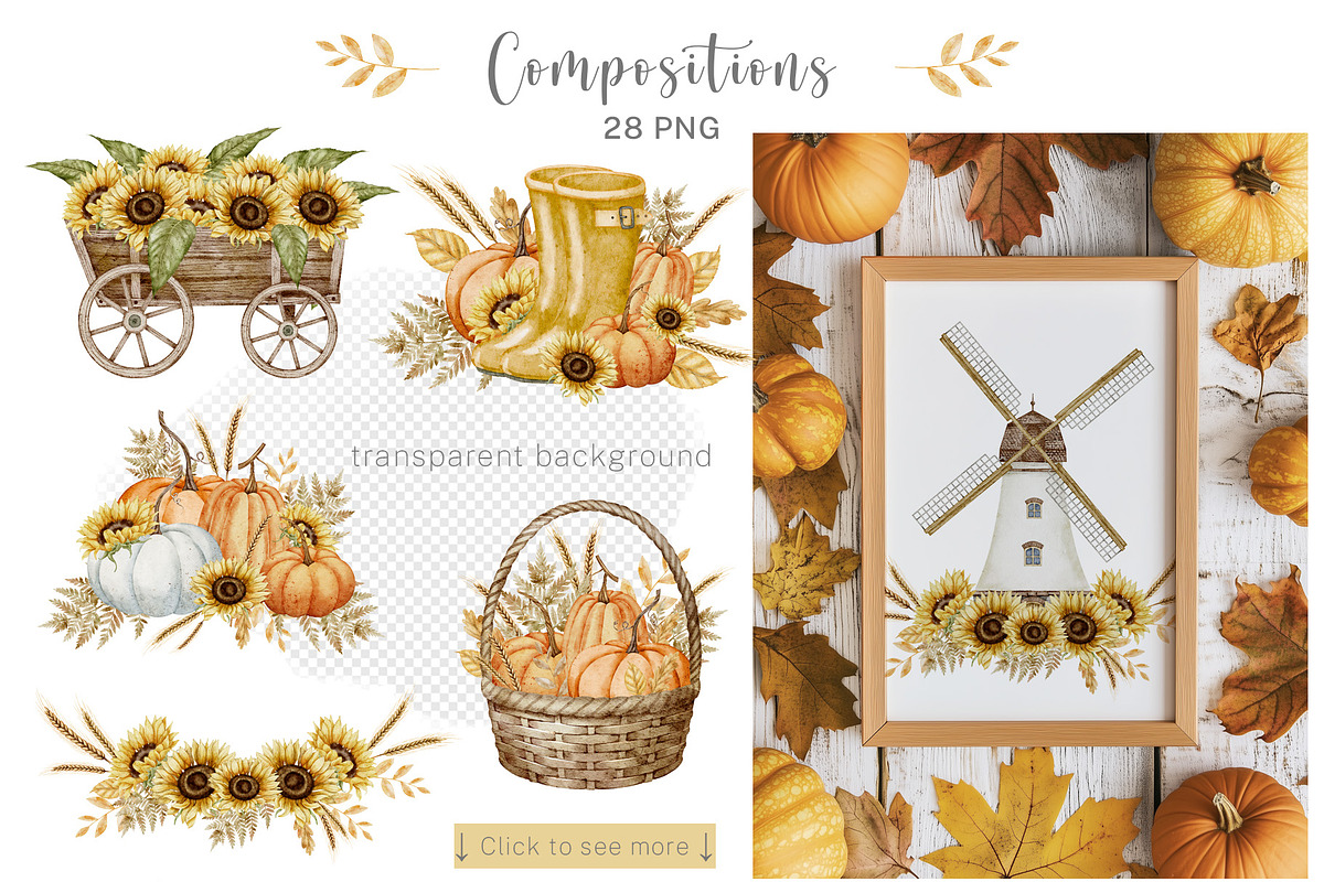 Autumn rustic watercolor - Fall set, an Illustration by Alisles (Photo 4 of 12)