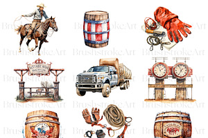 Watercolor Cowboy Clipart, Wild West