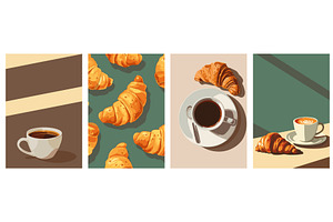 Cup Of Coffee And Croissant Posters