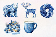 Scandinavian Blue Christmas Clipart, an Illustration by Dream Creation (Thumbnail 7 of 7)