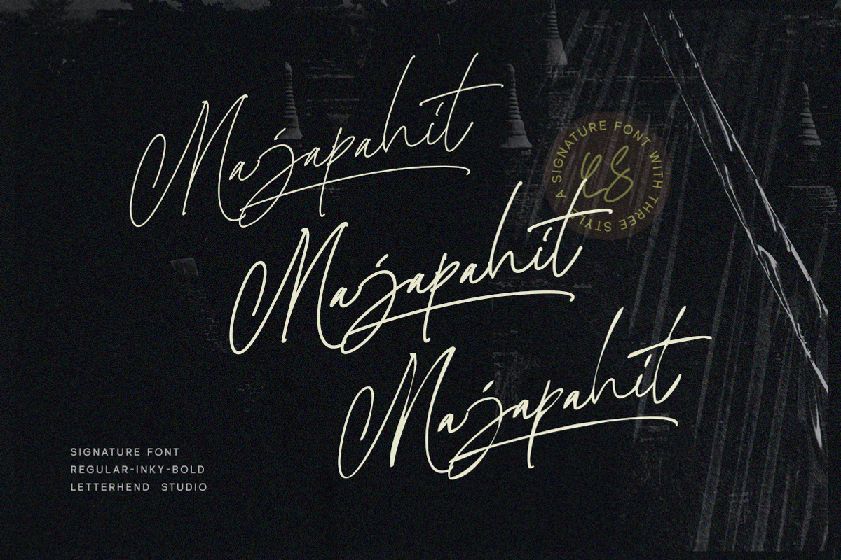 Majapahit- Signature Font, a Script Font by Letterhend Studio (Photo 1 of 10)