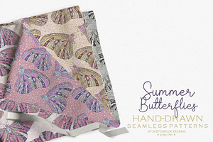 Summer Butterflies Seamless Patterns