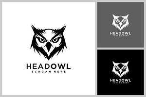 head owl eyes logo vector design, an Animal Illustration by quadrazo
