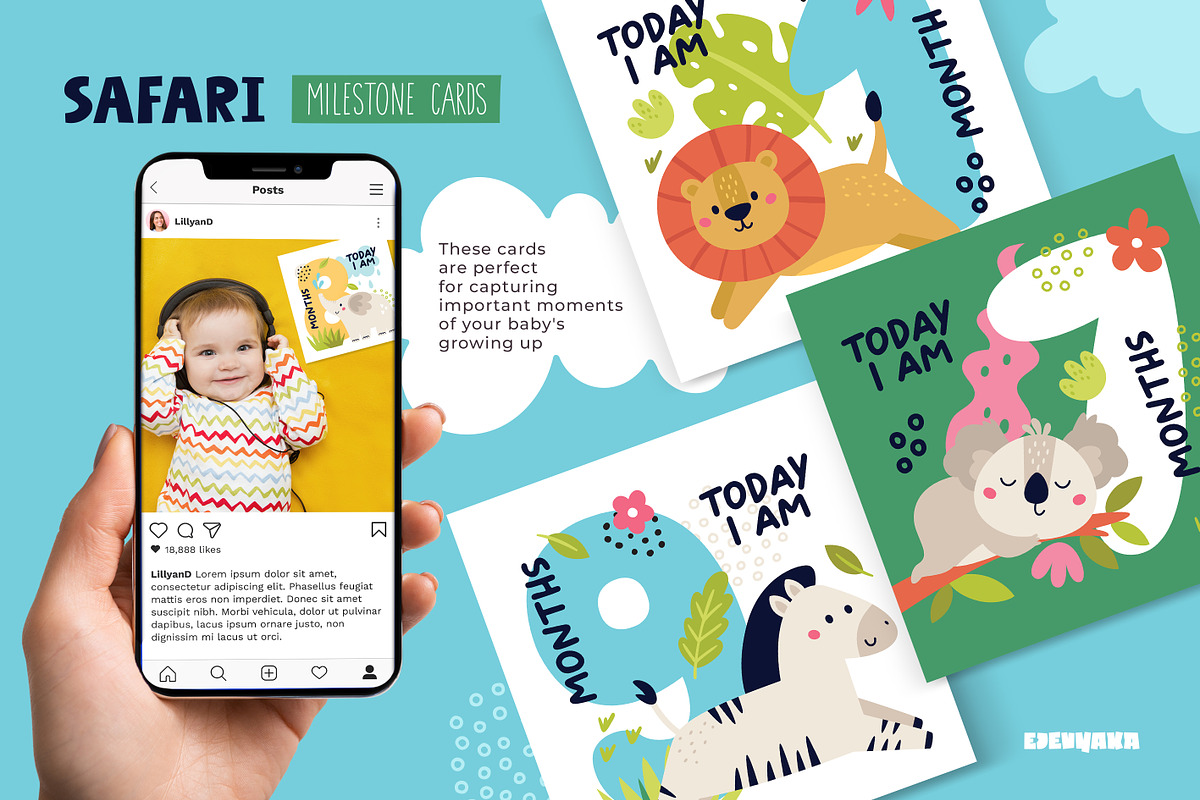 Baby Milestone Printable Cards, a Card Template by Ejevyaka (Photo 2 of 6)