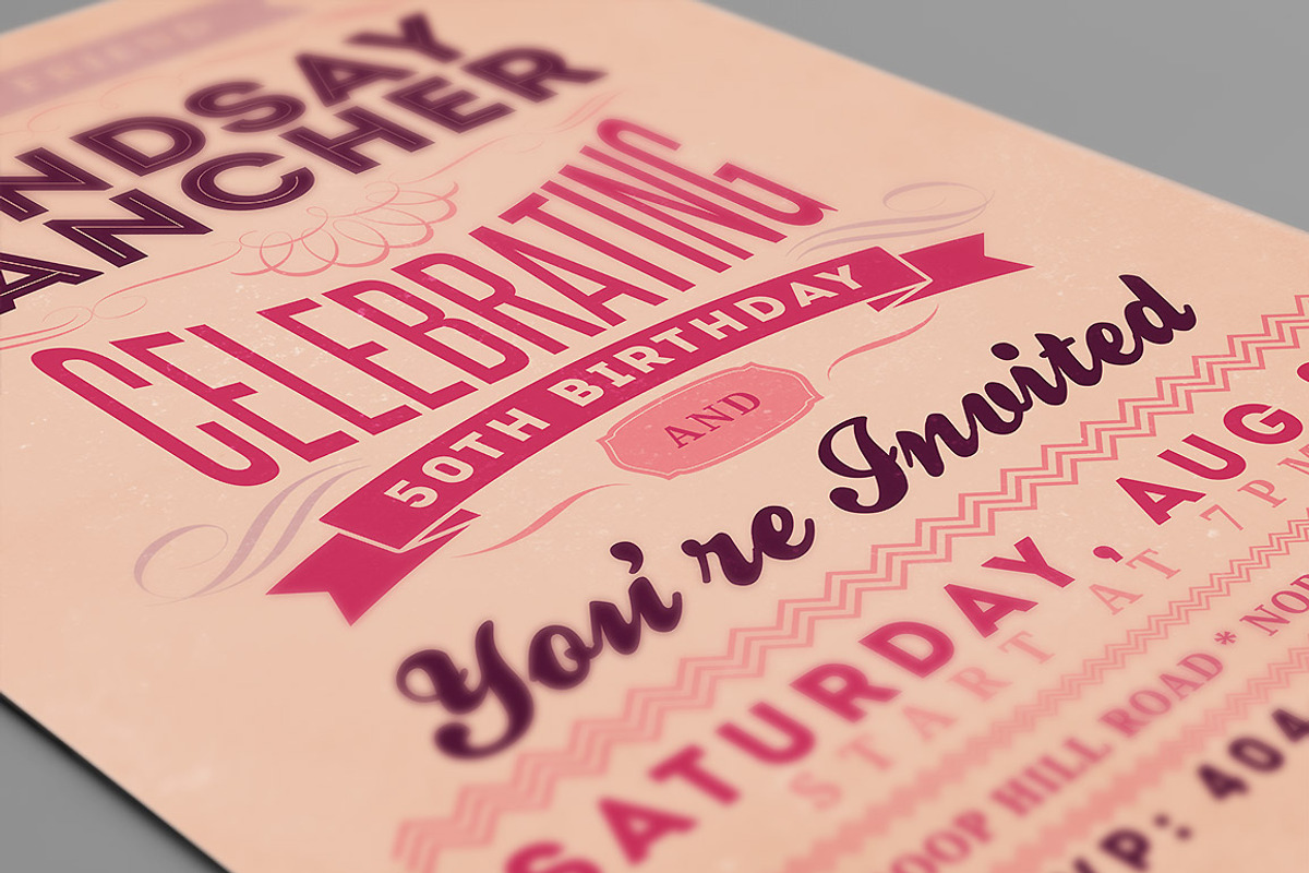 Retro Birthday Invitation 3, a Card Template by Cruzine (Photo 2 of 4)