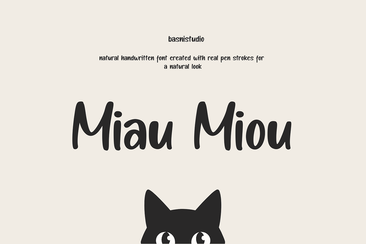 Miau Miou – Casual Handwritten Font, a Handwritten Font by Basnistudio (Photo 1 of 11)