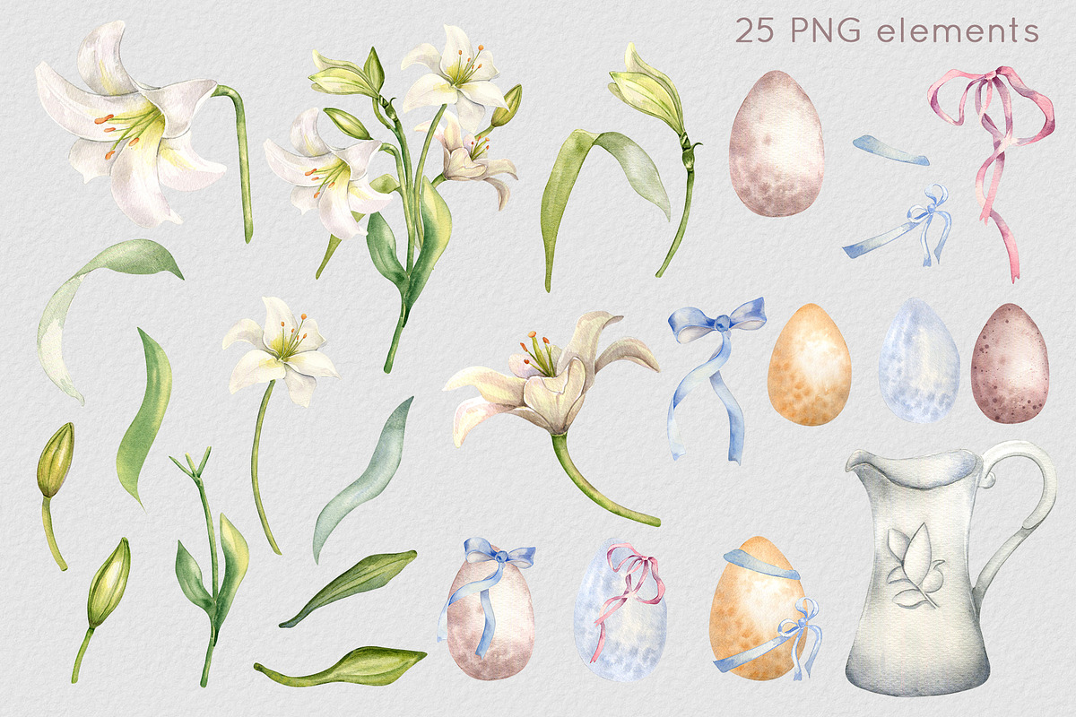 Floral Easter eggs watercolor set, an Illustration by Kate Lanbina (Photo 2 of 17)